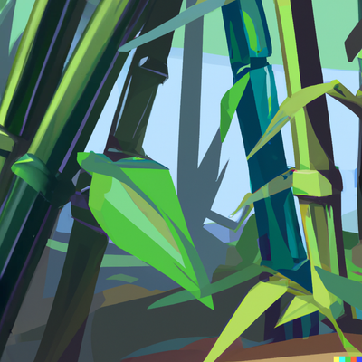 cute tropical bamboo forest with leafs, digital art