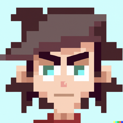 Pixel art character portrait, digital art